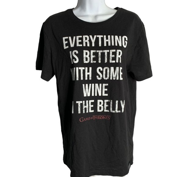 Game of Thrones HBO Crewneck T Shirt S Black Short Sleeve Wine in the Belly - Picture 1 of 5